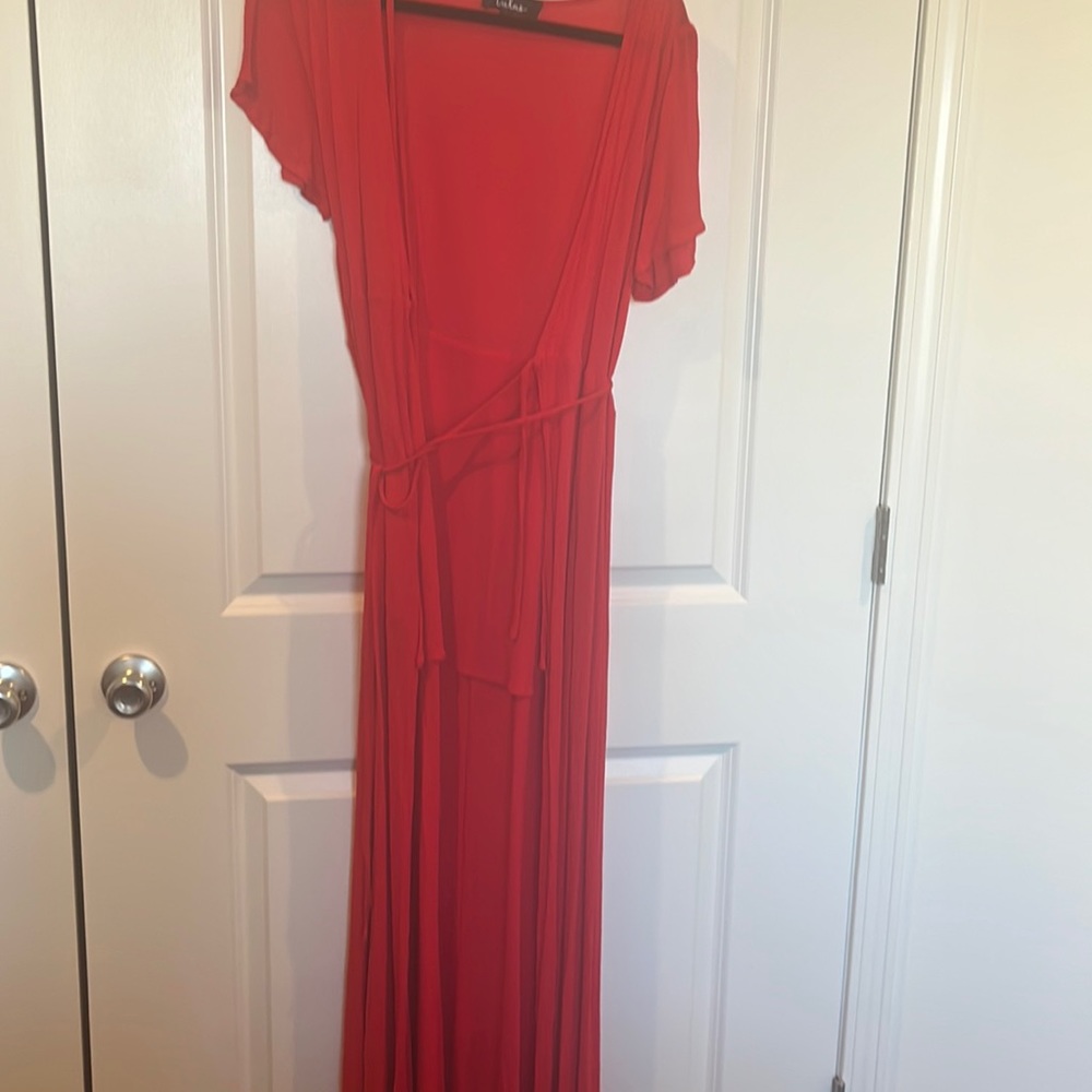 Lulus Heart of Marigold Red Wrap Maxi Dress